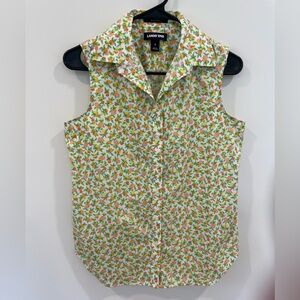 Lands' End Citrus Print Sleeveless Blouse